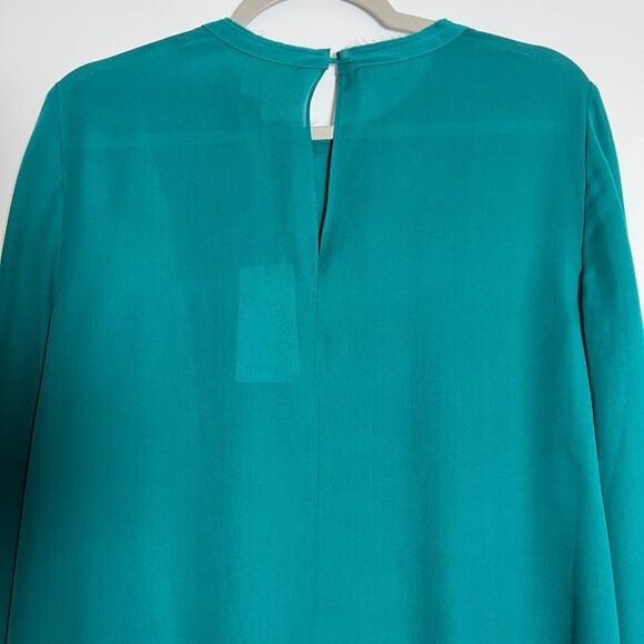 NWT cinq a sept Henri Top SIZE M Gulf Blue Green Silk Semi Sheer Blouse NEW - Picture 7 of 12